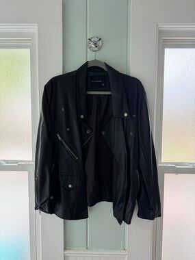 Olivaceous Black Vegan Leather Jacket